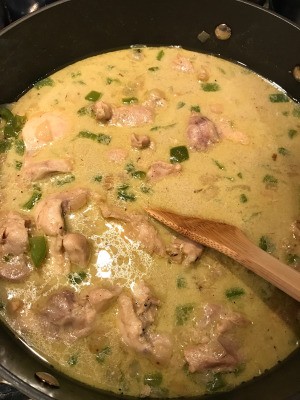 Thai Green Chicken Curry in pan