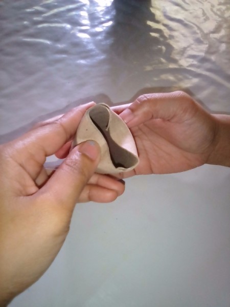 Recycled Tissue Roll for Small Gift Wrapping - fold tube closed at one end