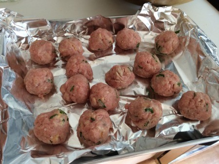 Meatballs formed on foil