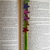 Quick Bookmark for Book Club Members - colorful flower bookmark in a book