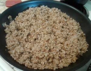 Mushroom Fried Rice in pan