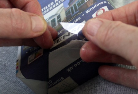 Newspaper Gift Bag - tape end