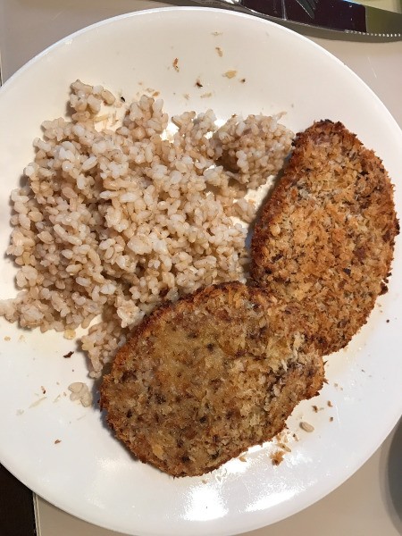 Baked Pork Tonkatsu on plate with rice