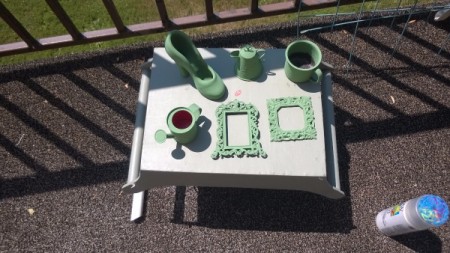 Crochet Toilet Lid Cover and Painted Bathroom Accessories - allowing to dry