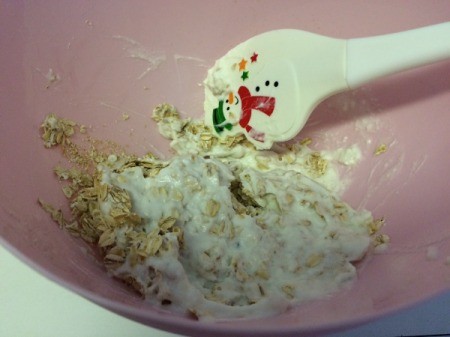 mixing Oatmeal Muffin batter