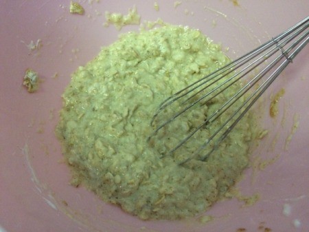 mixing Oatmeal Muffin batter