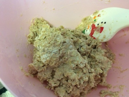 mixing Oatmeal Muffin batter