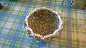 Making a Doily into a Bowl - finished new doily bowl