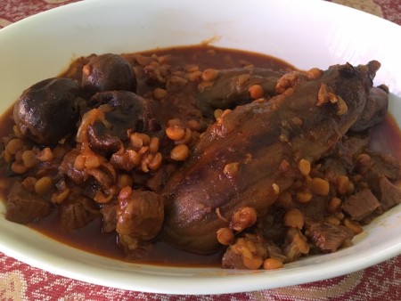 Split Pea and Eggplant Stew on plate