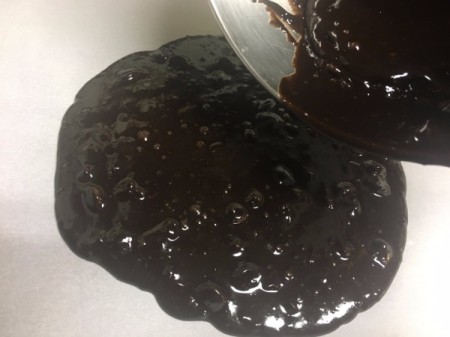 pouring batter on paper