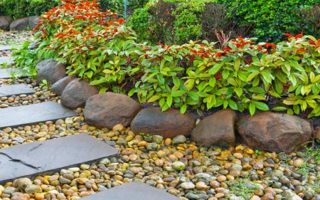 Raised Bed Made With Rocks