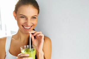 Woman drinking a smoothie