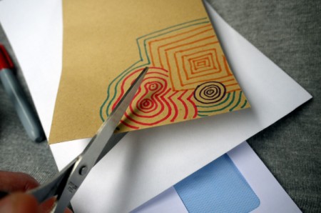 Recycled Envelope Corner Page Bookmarks - cutting second bookmark