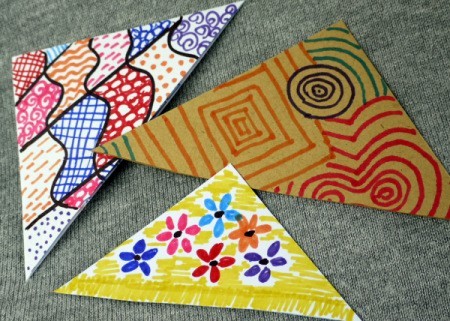 Recycled Envelope Corner Page Bookmarks - three finished bookmarks