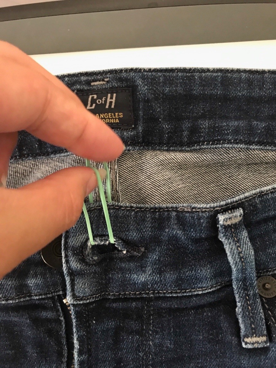 Use a Rubber Band to Secure Tight Jeans | ThriftyFun How To Tighten Jeans With A Hair Tie