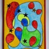 Modern Art Card Project for Kids - completed card with added glitter and stars