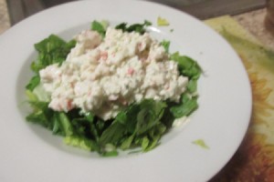 Fresh Crab Meat Salad in a bed of lettuce on plate