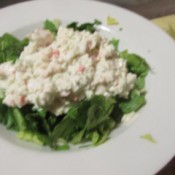 Fresh Crab Meat Salad in a bed of lettuce on plate