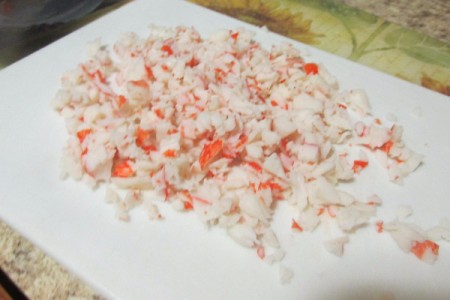 minced Crab Meat on cutting board