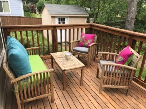 Refinishing Teak Outdoor Furniture - cleaned and oiled furniture on deck