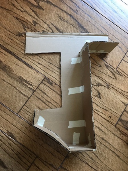 Birthday Number Piñata - view of the inside as the strip is being taped