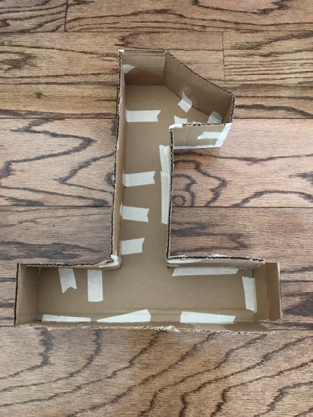 Birthday Number Piñata - finished one side of the hollow number one looking inside