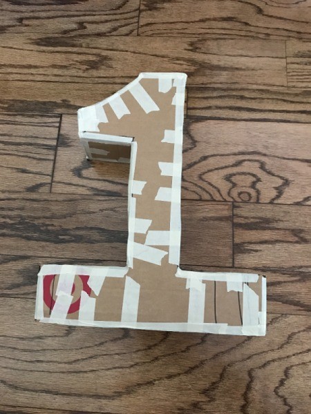 Birthday Number Piñata - outside of the taped number