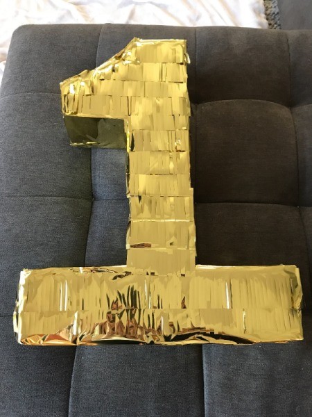 Birthday Number Piñata - front view of the number one
