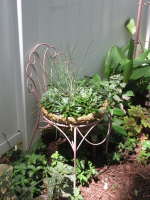 Thrift Store Garden Chair Planter - planted