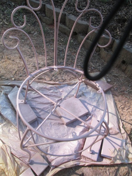 Thrift Store Garden Chair Planter - spray paint chair