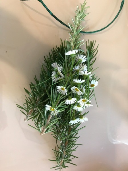 Flower Crown - rosemary stems and English daisies