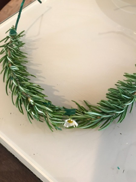 Flower Crown - rosemary covering wire