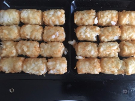 Tater Tots in Waffle iron