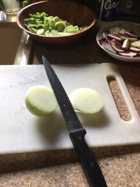 slicing onion