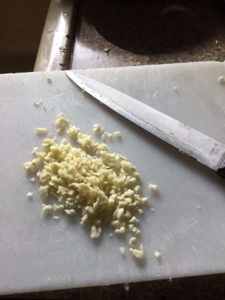 chopping garlic