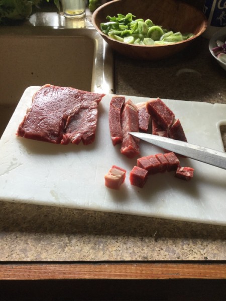 chopping meat
