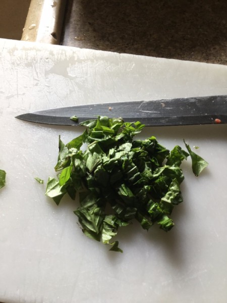 chopping basil