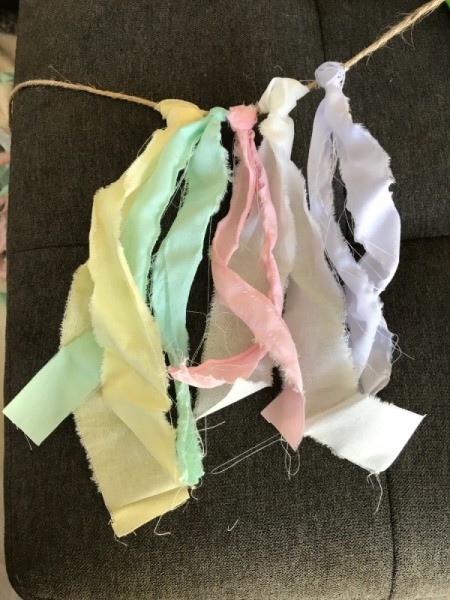 Fabric Garland - multiple colored strips tied on twine