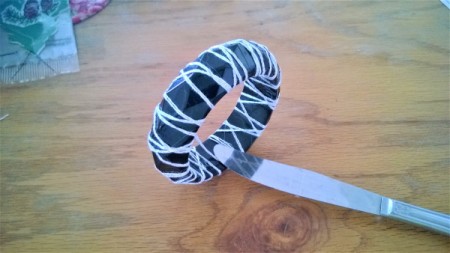 A Bevy of Crochet Bangles - randomly wrap around the bangle and glue end