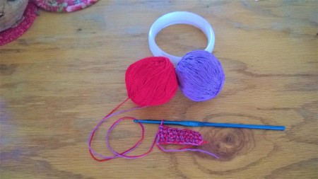 A Bevy of Crochet Bangles - make linen stitch on double thread chain of 10 or size as needed