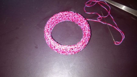 A Bevy of Crochet Bangles - sew up sides, fit should be somewhat tight