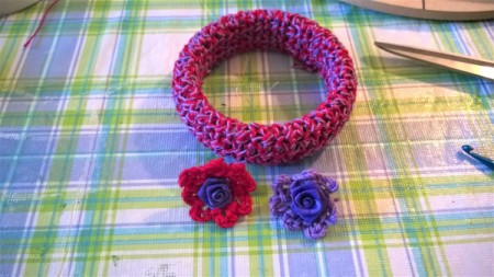A Bevy of Crochet Bangles - crochet flowers with flower centers