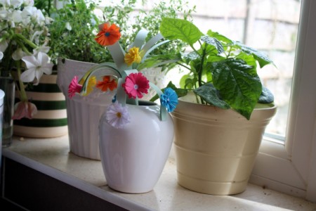 Paper Flower Bouquet - add more flowers in different colors and display in a vase