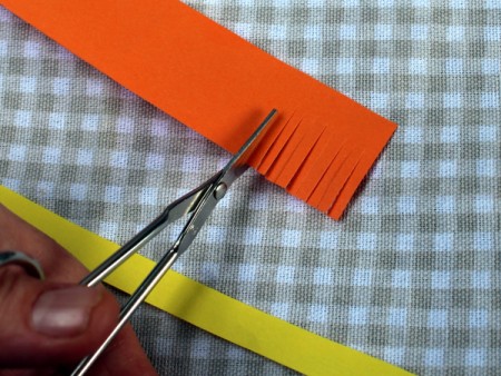 Paper Flower Bouquet - cut slits along the wider strip about 2/3 of the width
