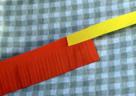 Paper Flower Bouquet - glue one end of the narrow strip to one end of the wide strip