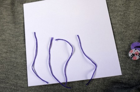 Heart Balloons Greetings Card - cut 4 pieces of floss about 2/3rds the height of card