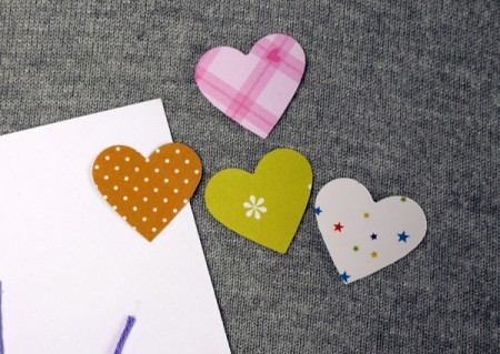 Heart Balloons Greetings Card - cut 4 hearts using the hole punch