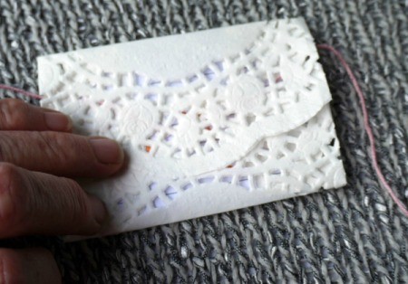 Paper Doily Envelope - fold top flap down and crease