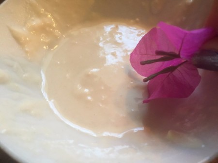 Flour Flower Mesh Cup - dipping a flower, make sure to cover well