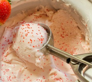 Homemade strawberry ice cream.